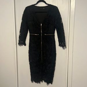 Mittoshop black lace zip dress size M.